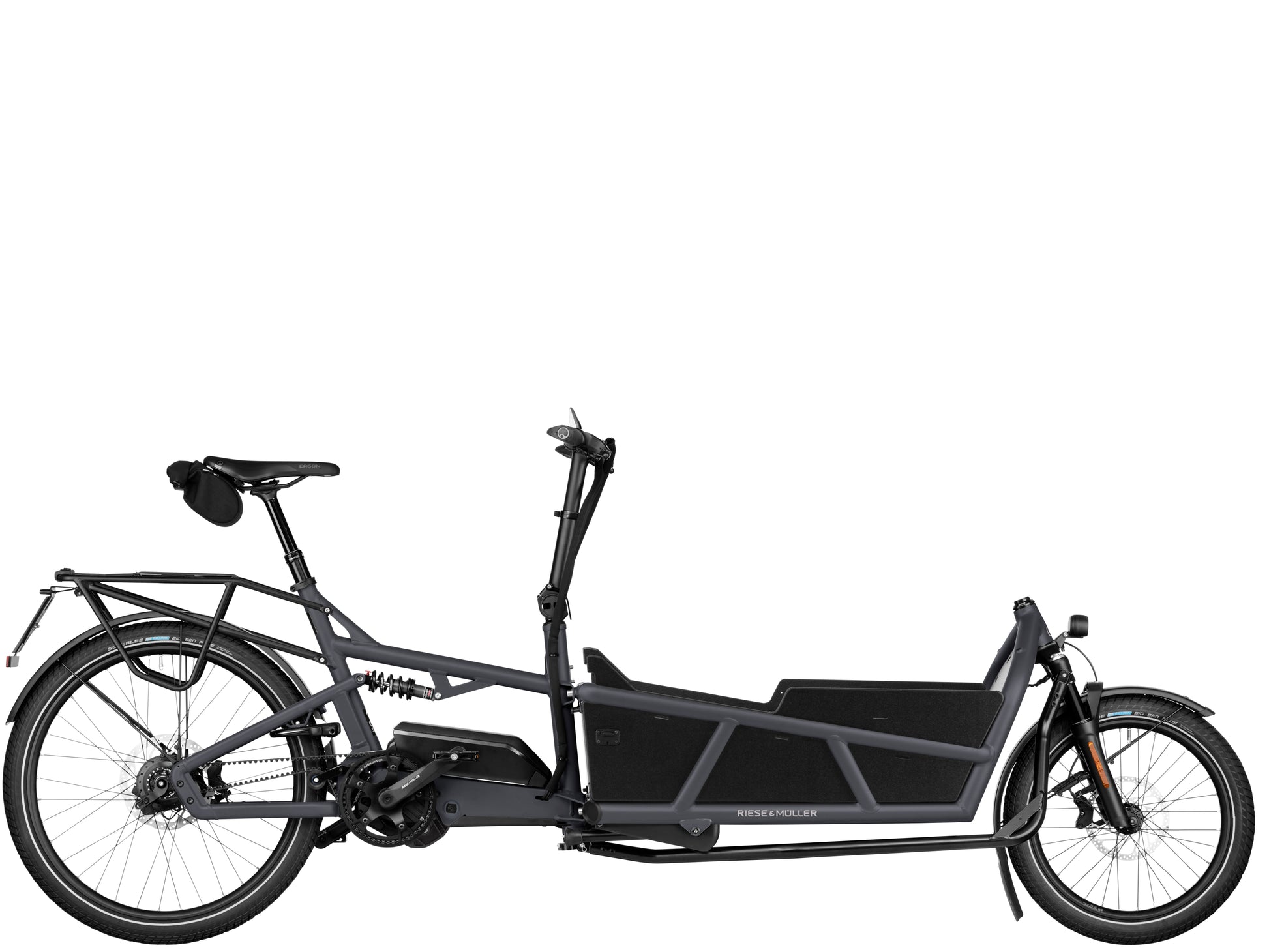 Riese & Muller Load5 75 Rohloff High Speed Cargo Electric Bike Coal grey matte Side profile 