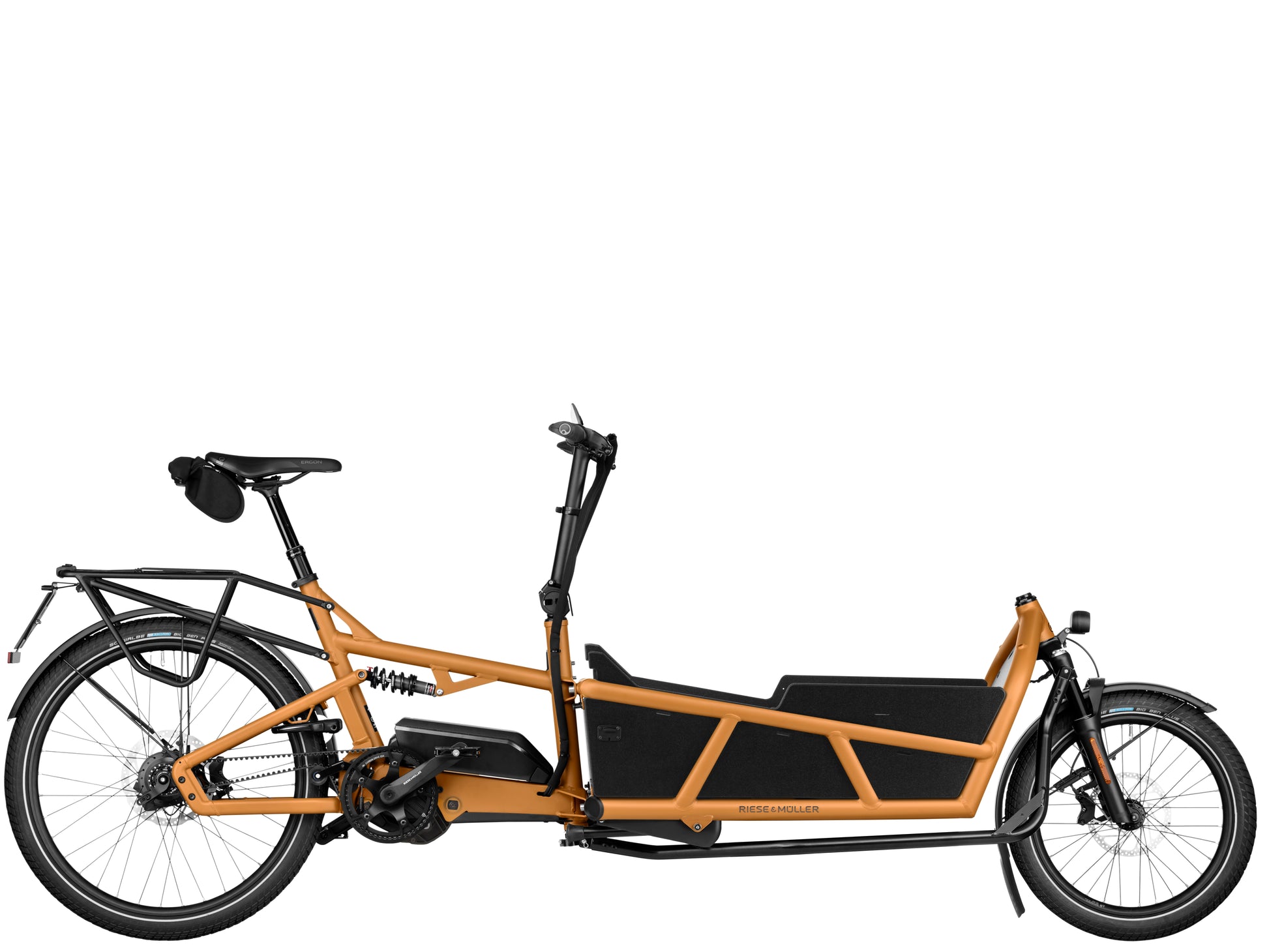 Riese & Muller Load5 75 Rohloff High Speed Cargo Electric Bike Peanut matte Side profile 