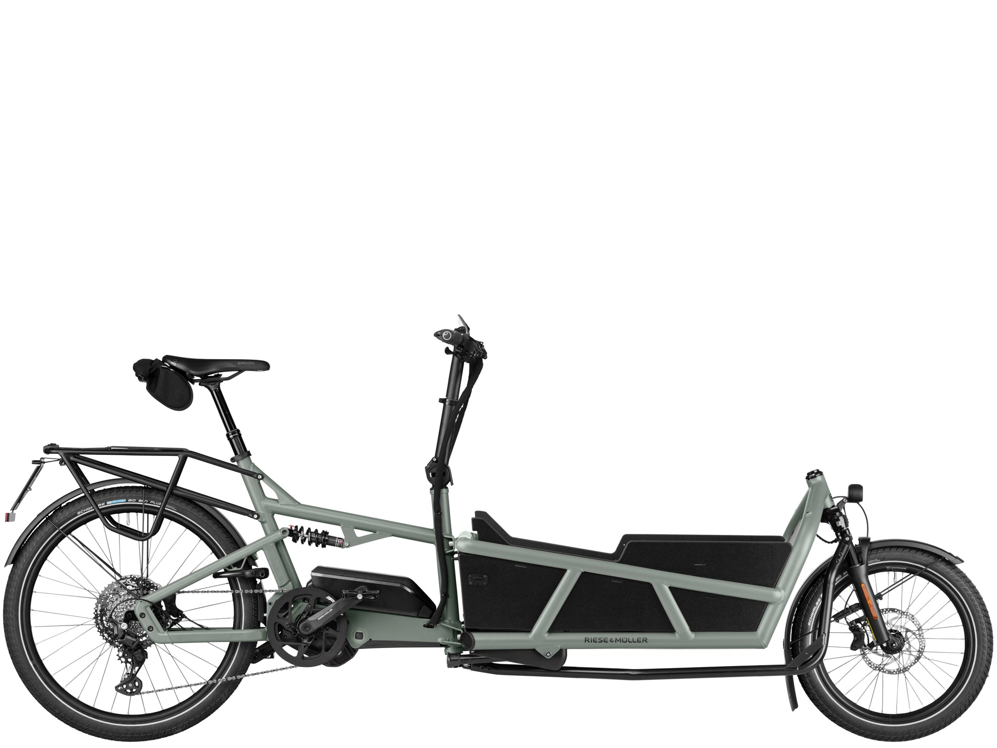 grey electric bicycle Riese & Müller Load5 75 Touring HS Electric Bike
