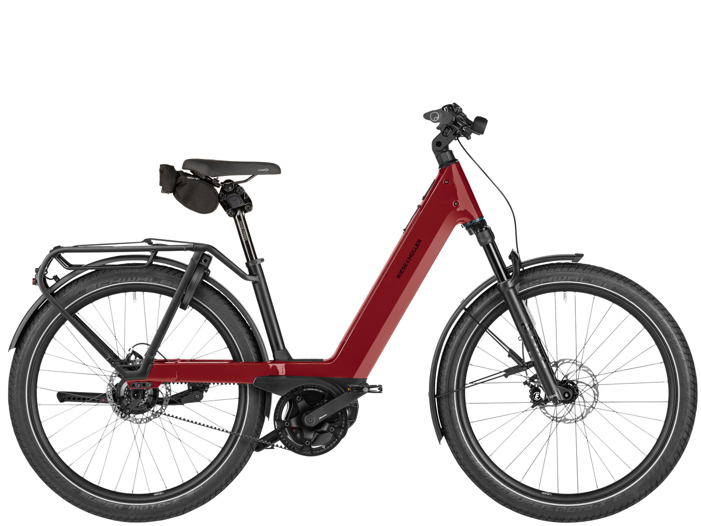 Riese & Muller Nevo5 Rohloff Leisure Road / Commuter Electric bike Ruby red Side profile