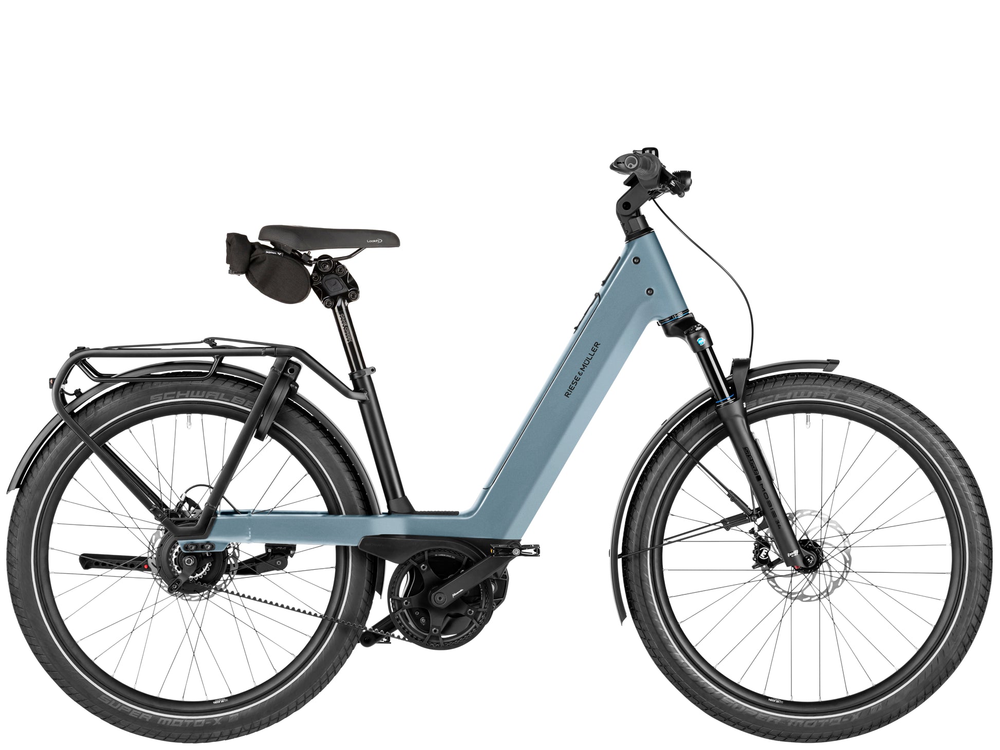 Riese & Muller Nevo5 Vario Leisure Road / Commuter Electric bike Ice blue Side profile