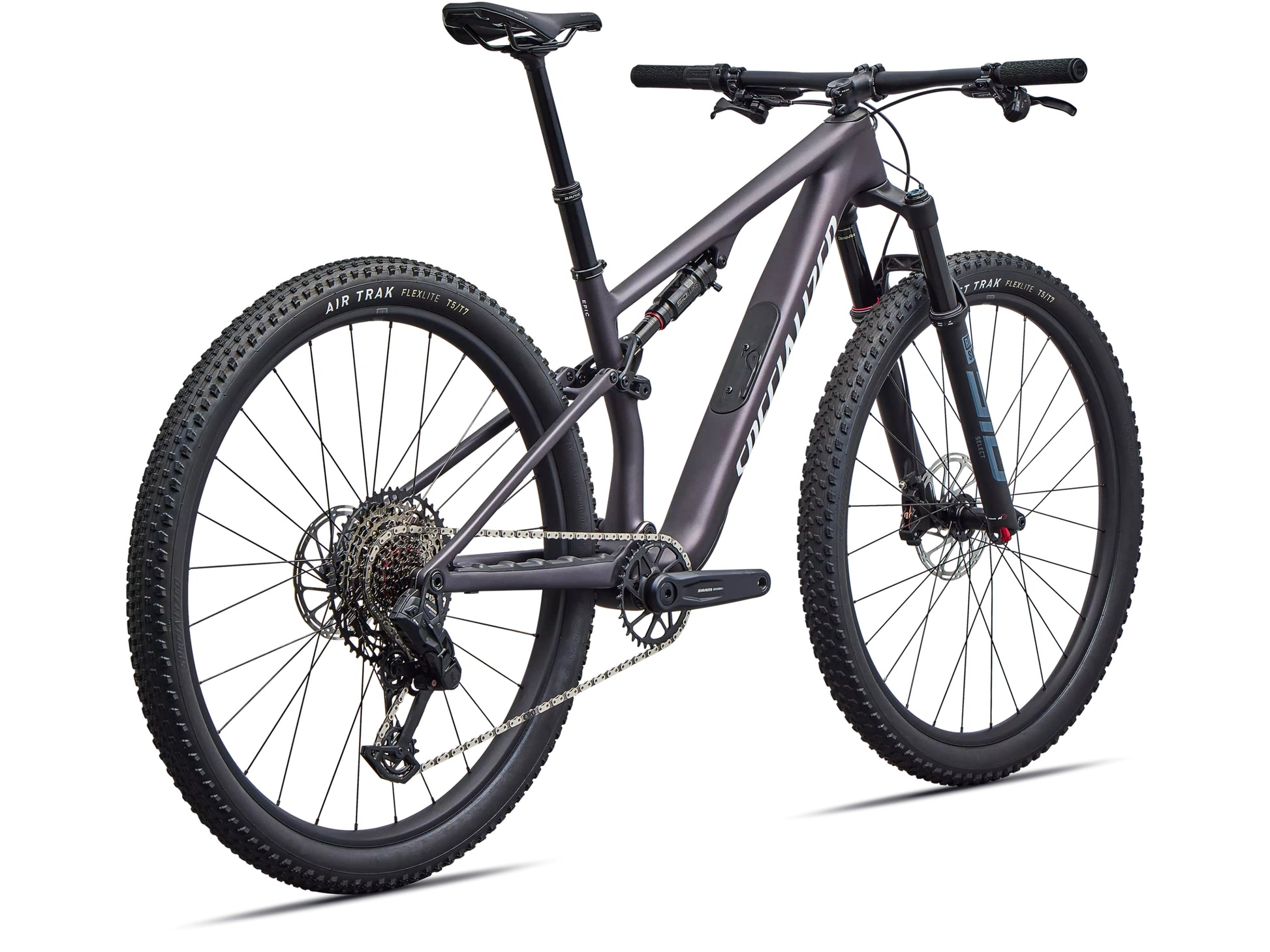 Specialized Epic 8 Comp Full suspension Mountain bike Satin nebula metallic / white  Rear facing view