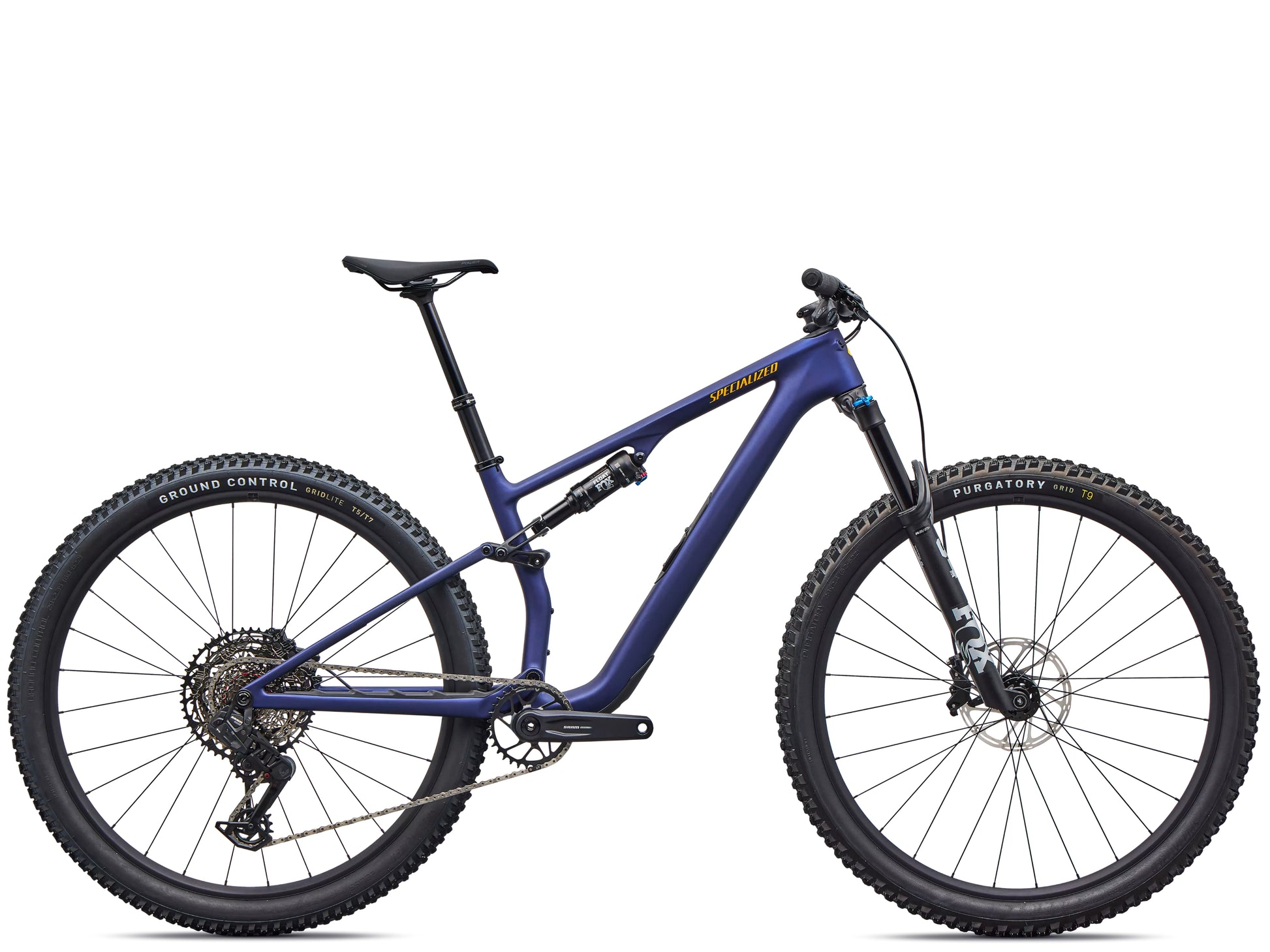 Specialized Epic 8 EVO Comp Full suspension Mountain bike Satin blue onyx / California sunshine Side profile