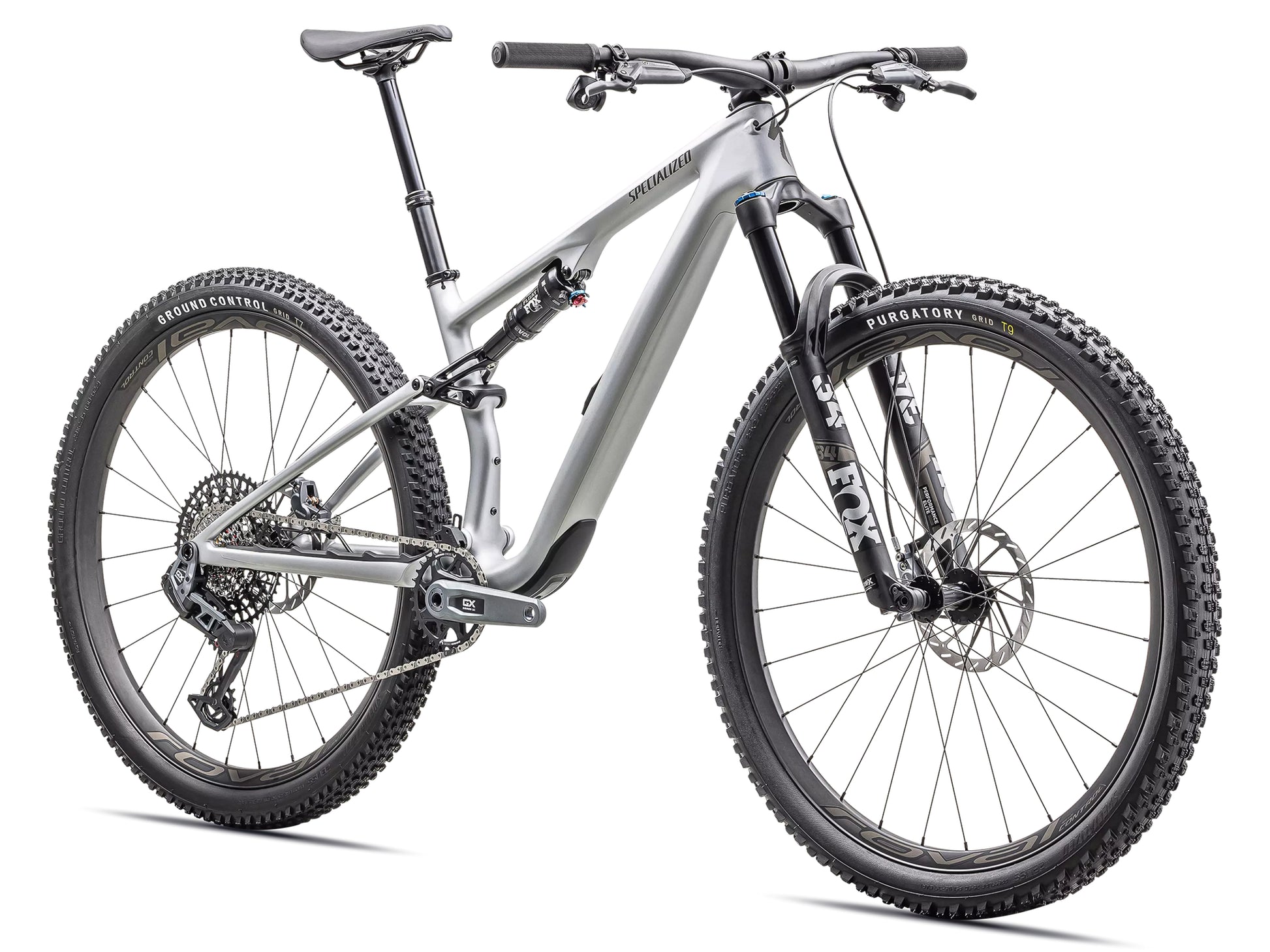 Specialized Epic 8 EVO Expert Full suspension Mountain bike satin silver dust / gunmetal Forward facing view
