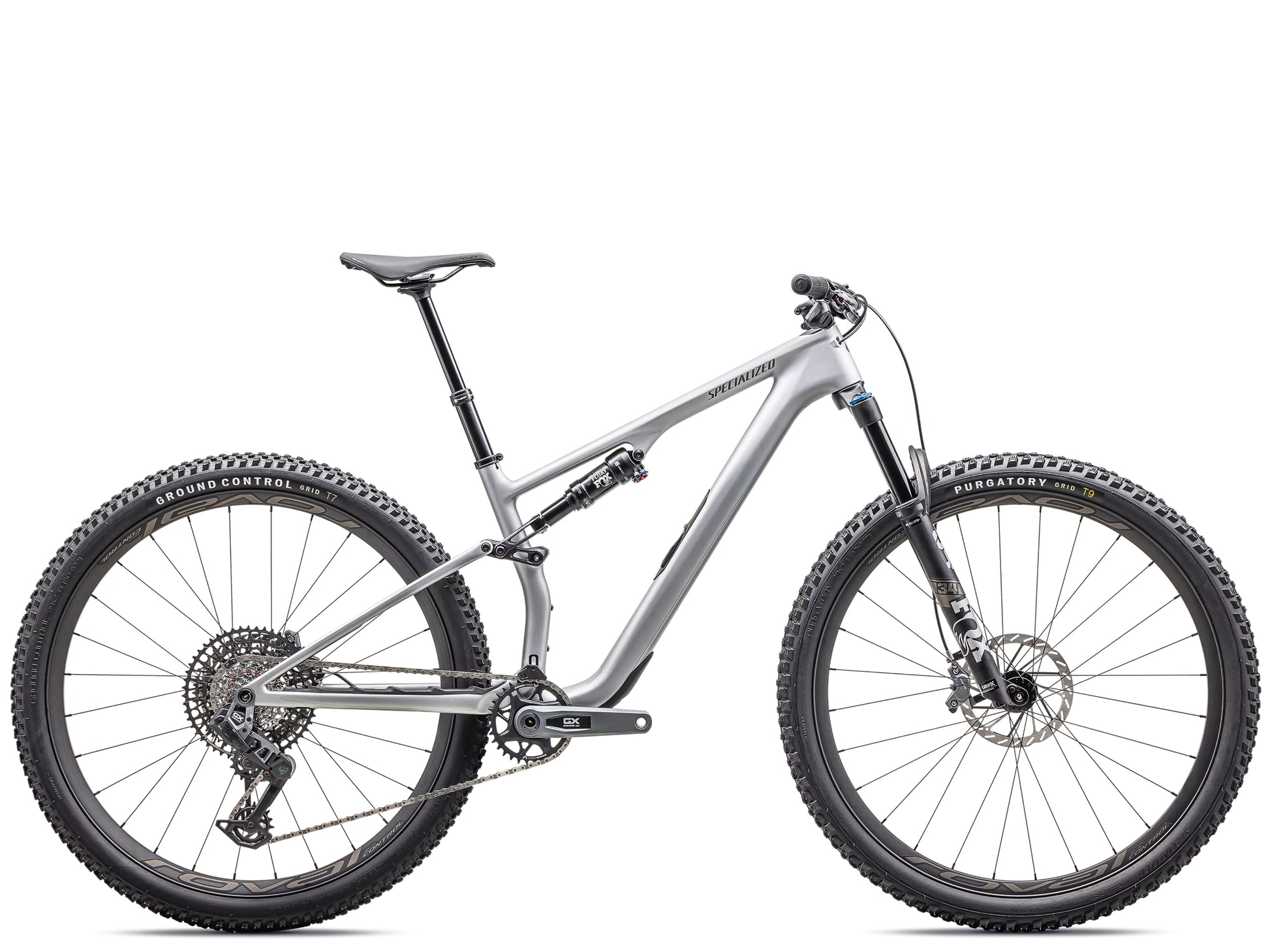 Specialized Epic 8 EVO Expert Full suspension Mountain bike satin silver dust / gunmetal Side profile
