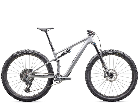 Specialized Epic 8 EVO Expert Full suspension Mountain bike satin silver dust / gunmetal Side profile