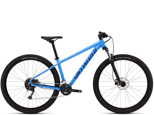 Specialized Rockhopper Hardtail mountain bike Gloss sky blue / majestly blue metallic Side profile