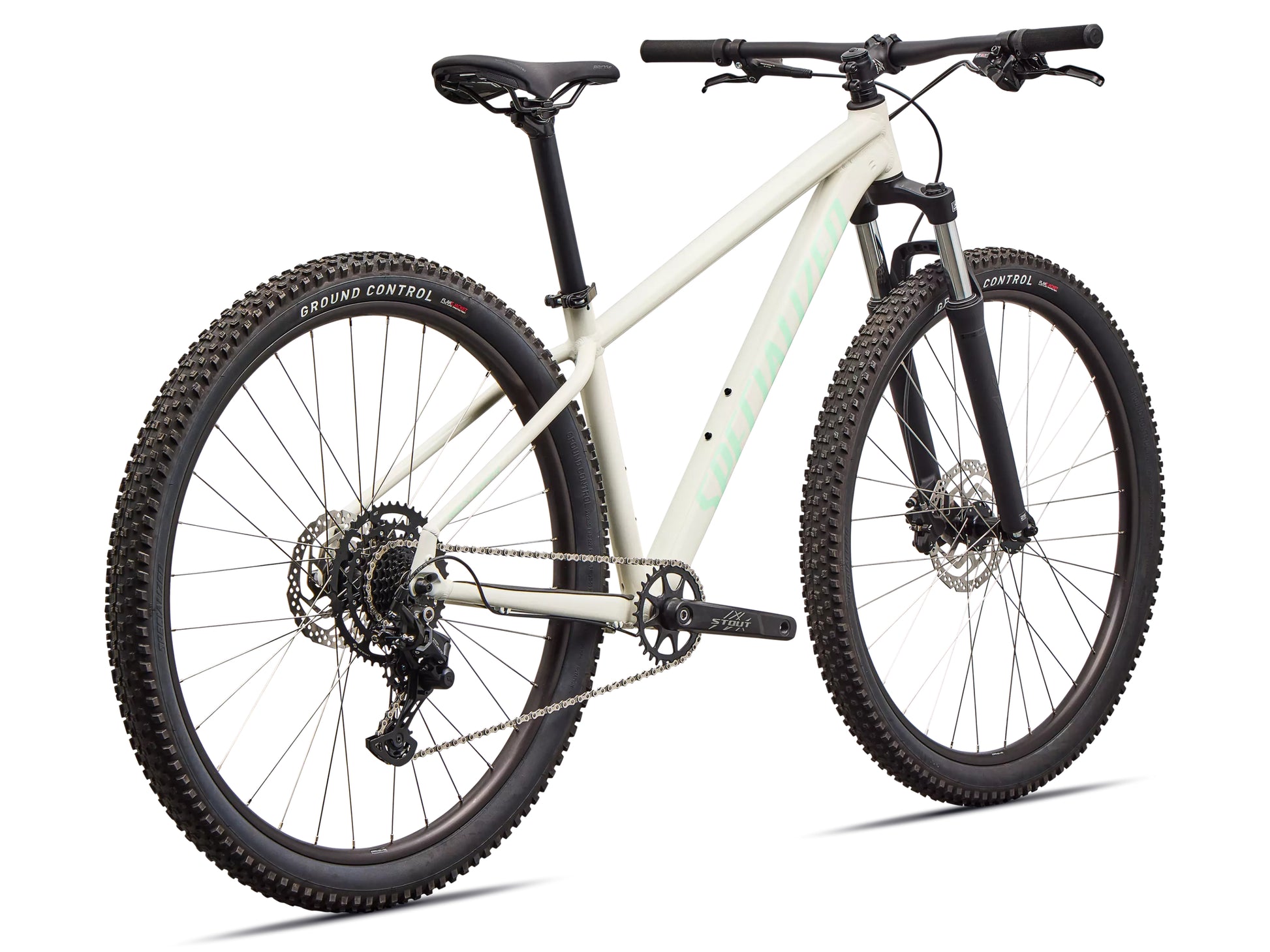 Specialized Rockhopper Sport Hardtail Mountain bike Gloss dune white / oasis Rear facing view