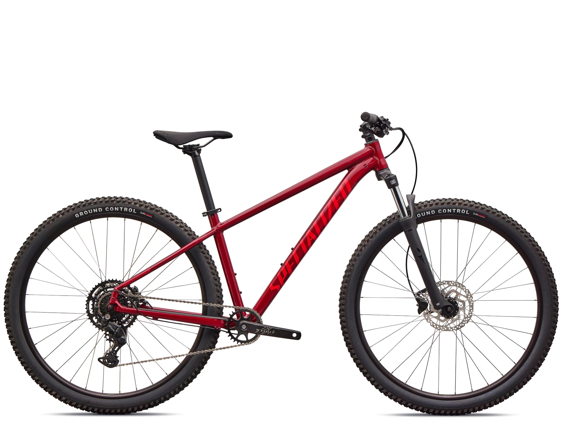Specialized Rockhopper Sport Hardtail Mountain bike Gloss maroon / deep orange Side profile