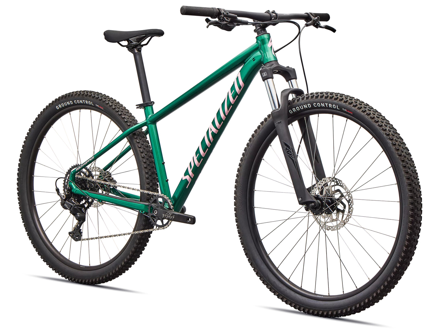 Specialized Rockhopper Sport Hardtail Mountain bike Gloss pine green / desert rose Forward facing view