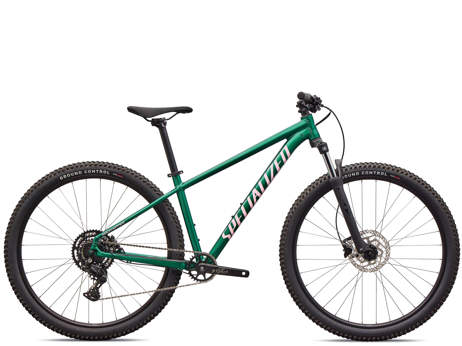Specialized Rockhopper Sport Hardtail Mountain bike Gloss pine green / desert rose Side profile