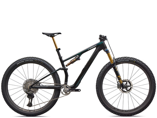 Specialized S-Works Epic 8 EVO Di2 Full suspension Mountain bike Gloss carbon / green to purple viavi fade / brushed liquid metal Side profile