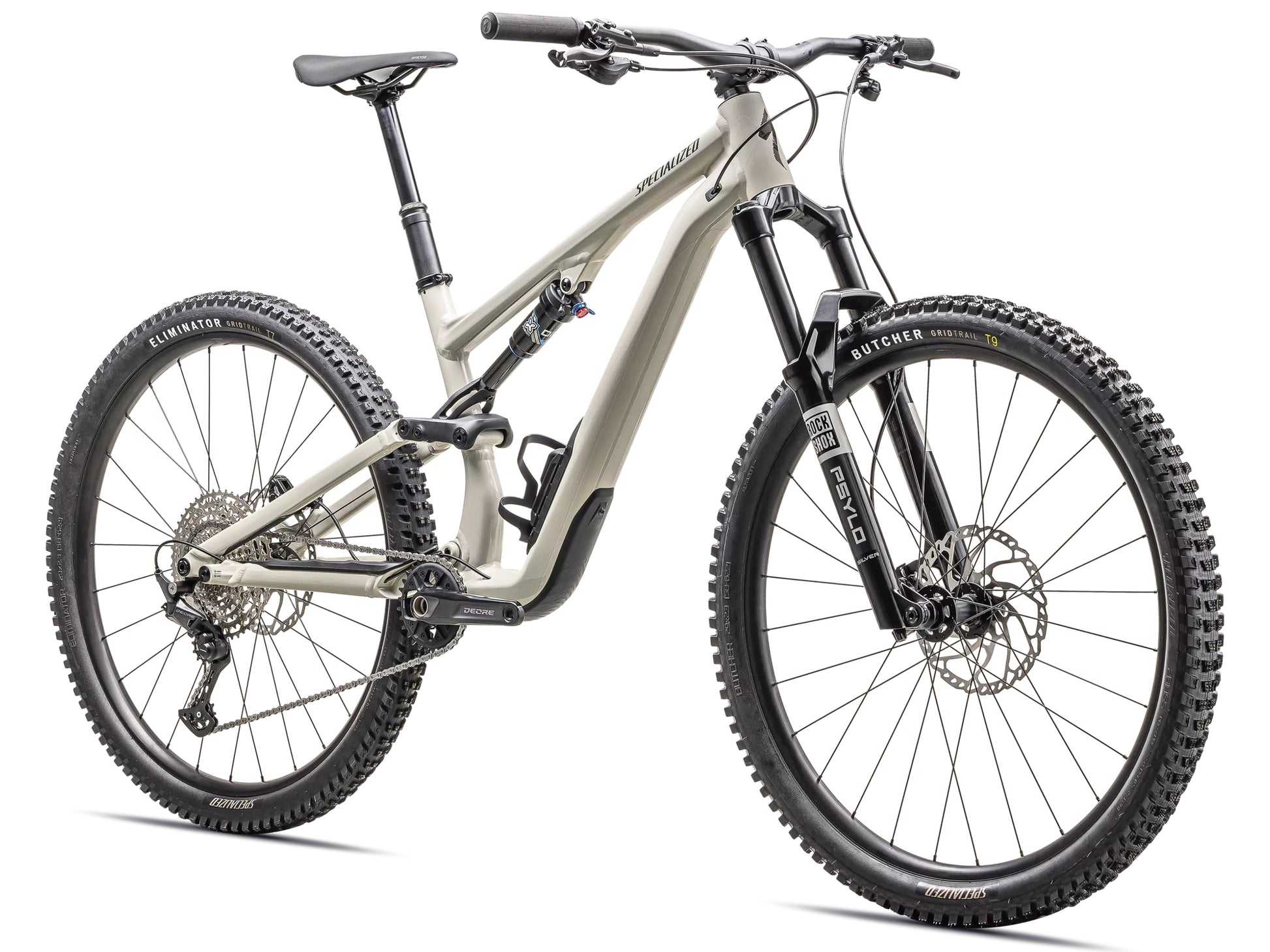 Specialized Stumpjumper 15 Alloy Full Suspension Mountain bike Gloss white mountains / dark green moss Forward facing view