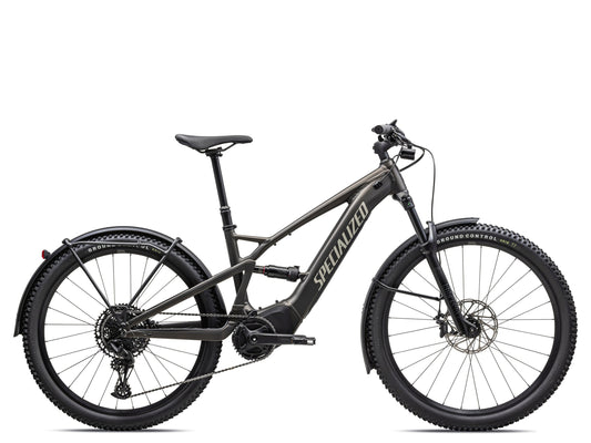 Specialized Tero X 4.0 Electric Bike in Gunmetal / white mountains side profile on Fly Rides USA