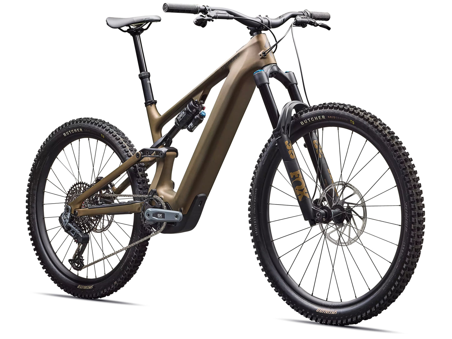 Specialized Turbo Levo Expert Full Suspension eMTB Satin burnt gold metallic / doppio Forward facing view