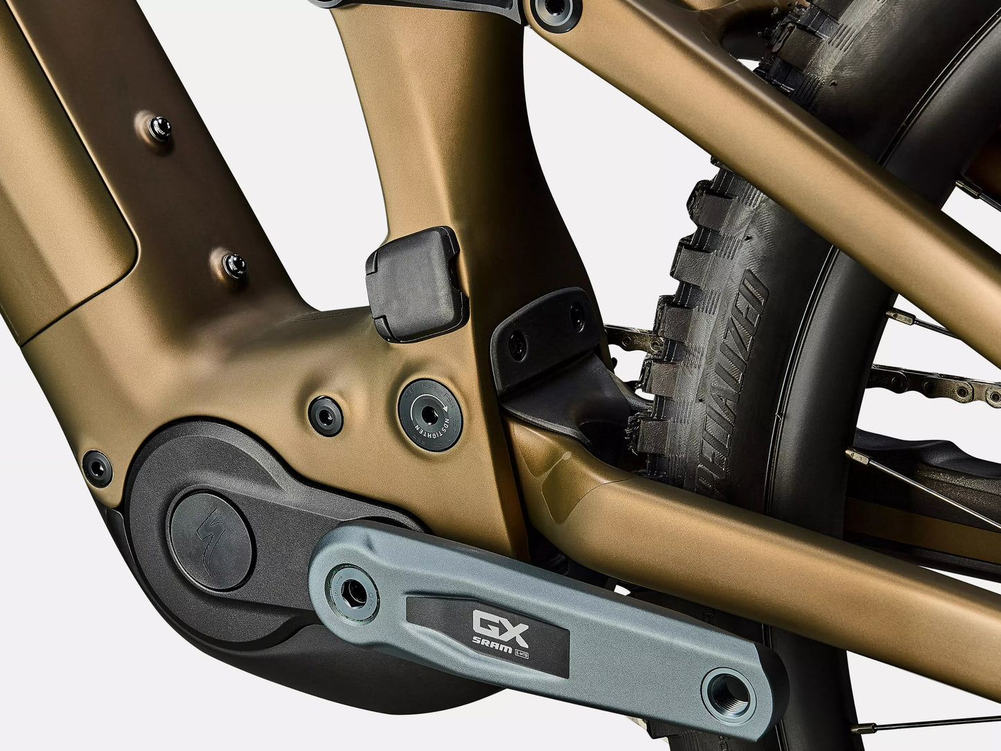 Specialized Turbo Levo Expert Full Suspension eMTB Satin burnt gold metallic / doppio Motor Closeup