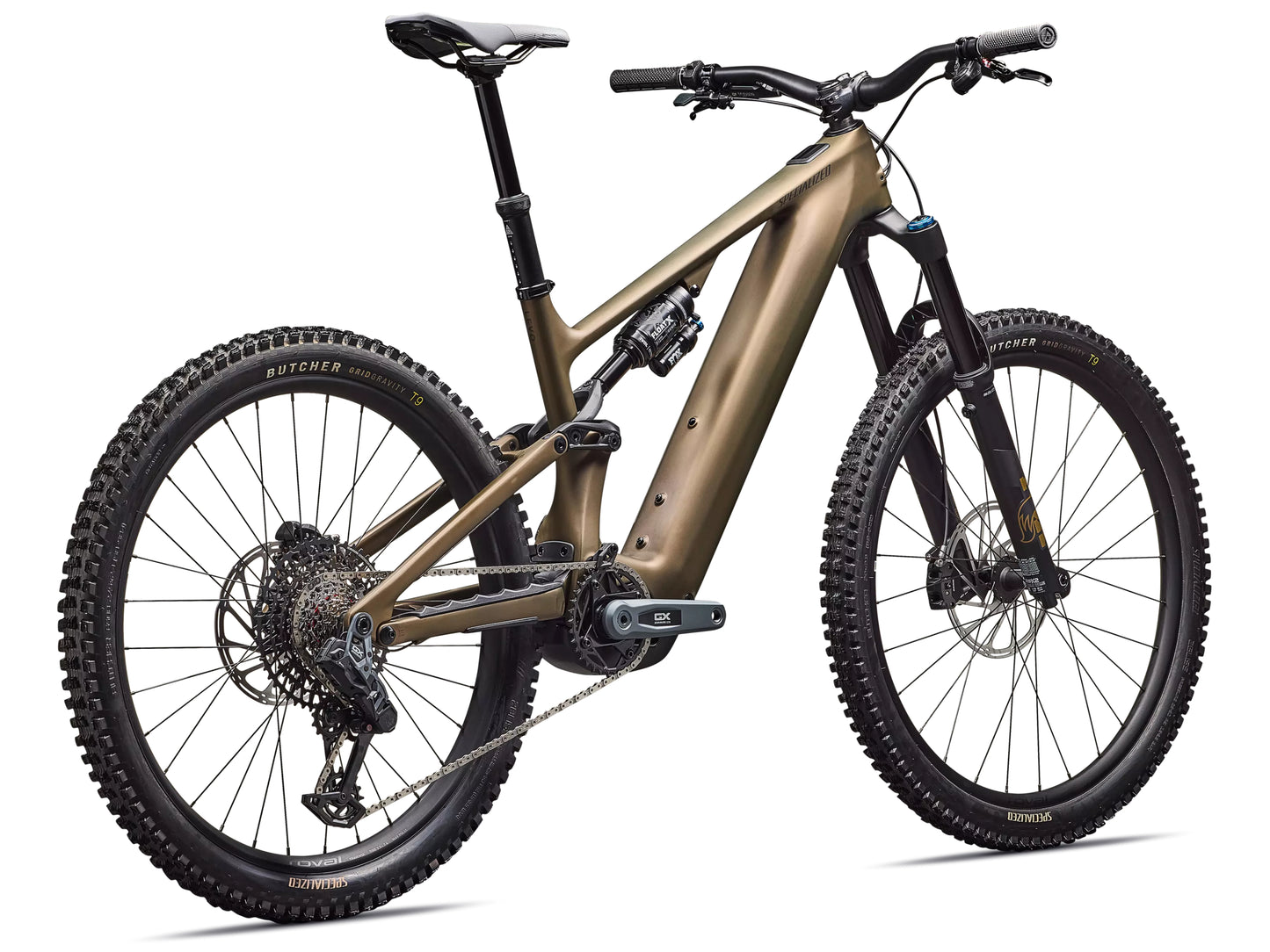 Specialized Turbo Levo Expert Full Suspension eMTB Satin burnt gold metallic / doppio Rear Facing view