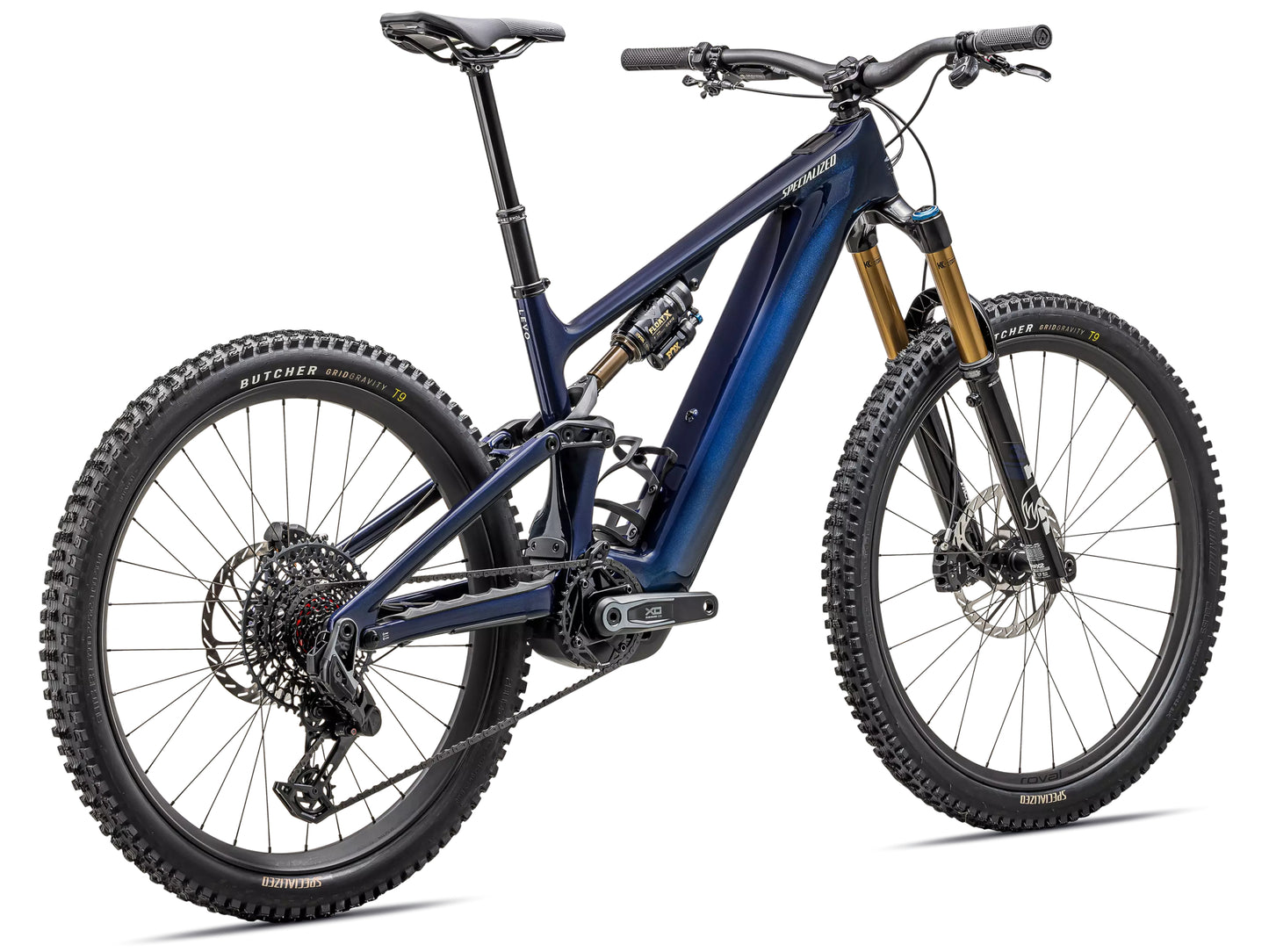 Specialized Turbo Levo Pro Carbon Full Suspension eMTB Gloss blue onyx / dark navy / birch Rear facing view