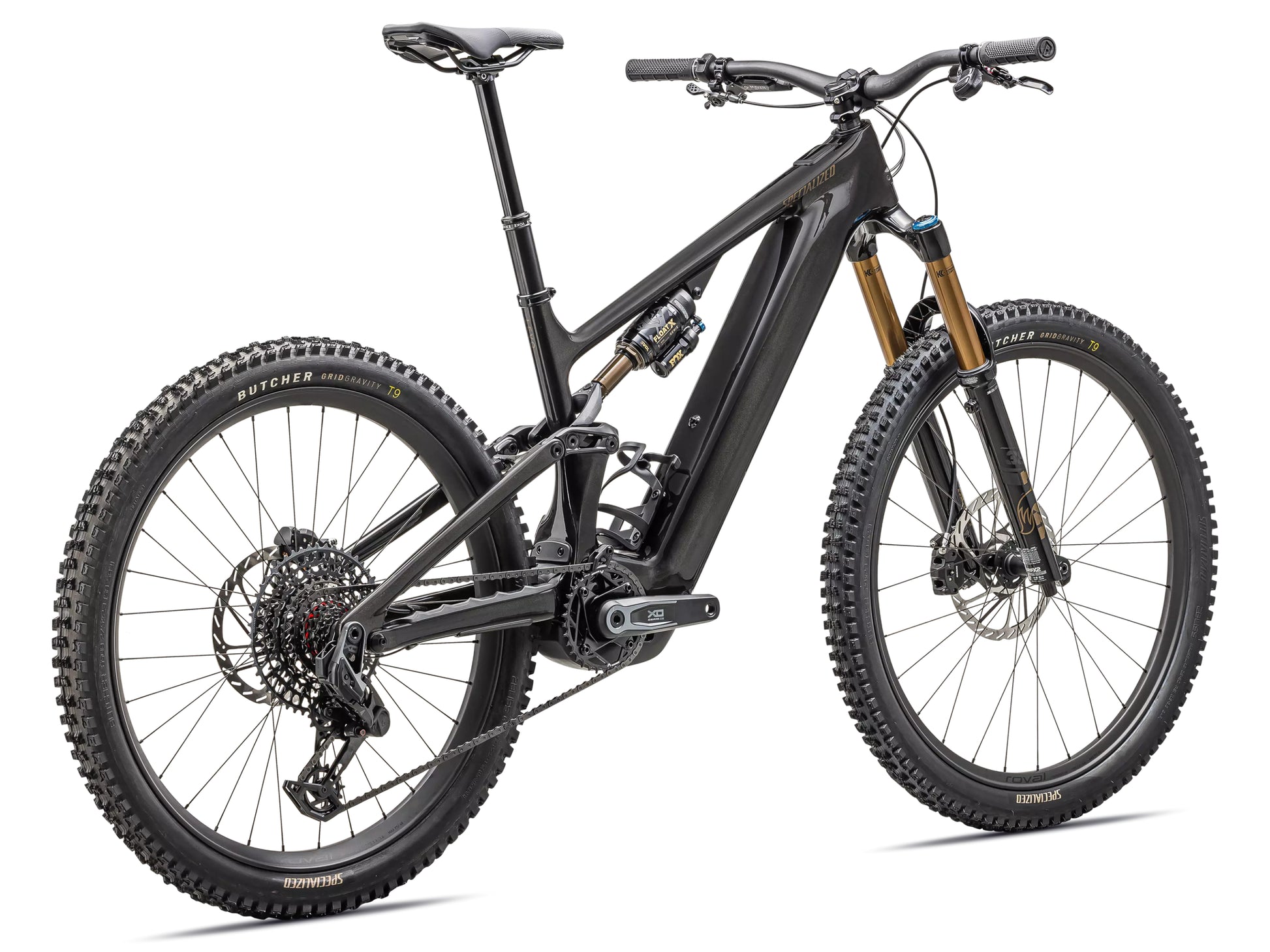 Specialized Turbo Levo Pro Carbon Full Suspension eMTB Gloss metallic obsidian / burnt gold metallic Rear facing view
