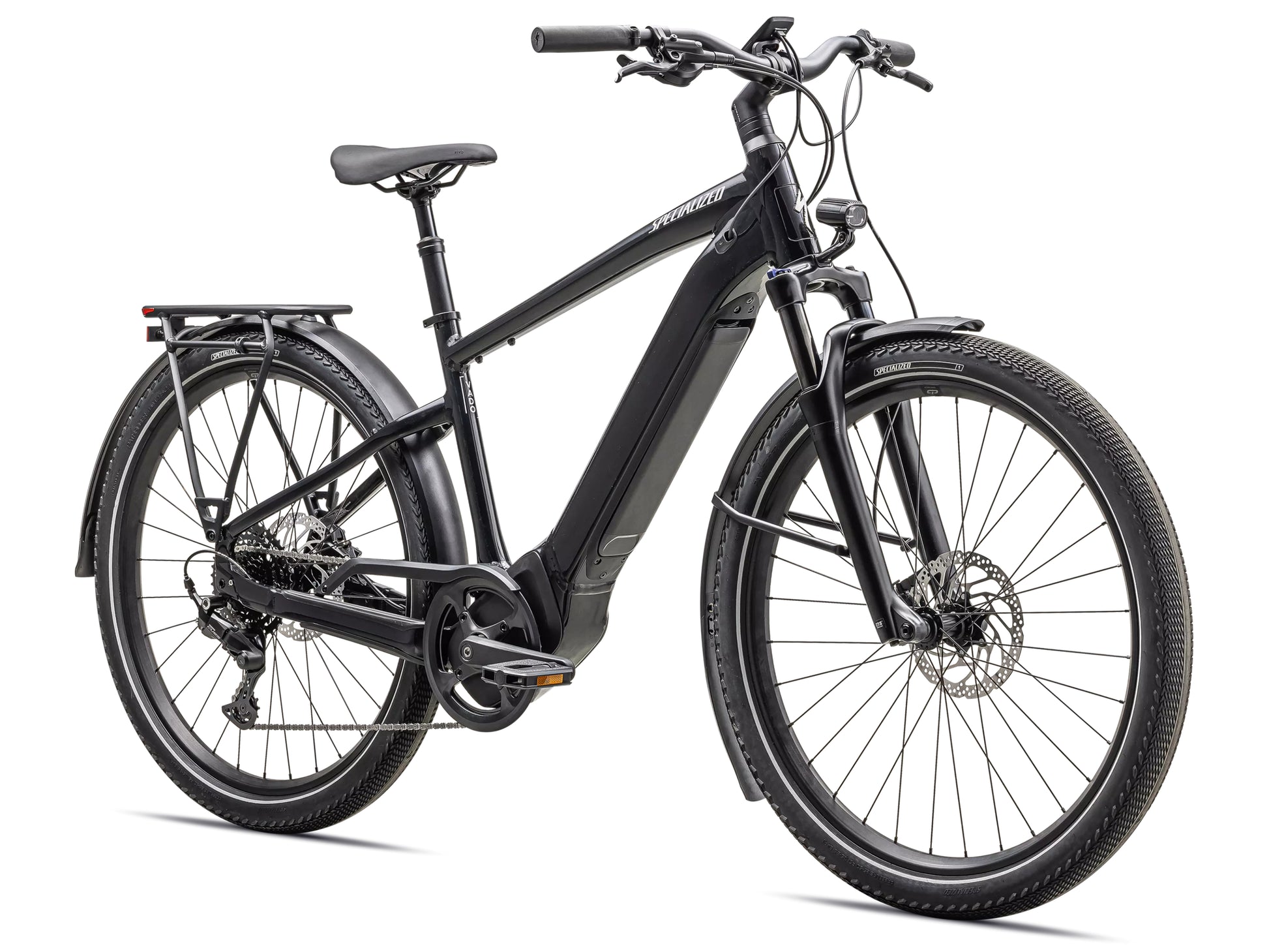 Specialized Turbo Vado 4.0 Road / commuter Gloass castblack / Silver reflective Forward facing view