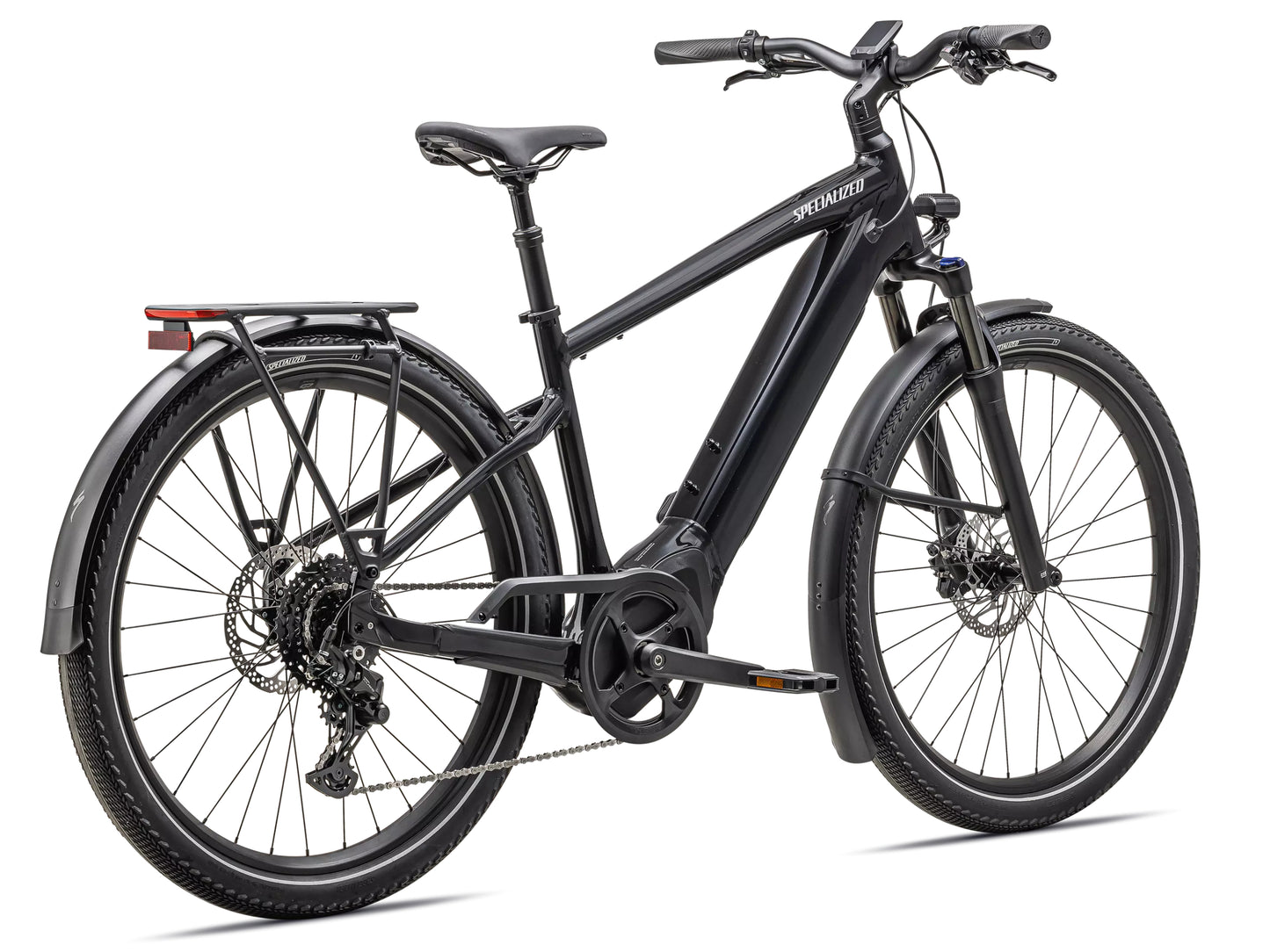 Specialized Turbo Vado 4.0 Road / commuter Gloass castblack / Silver reflective Rear facing view