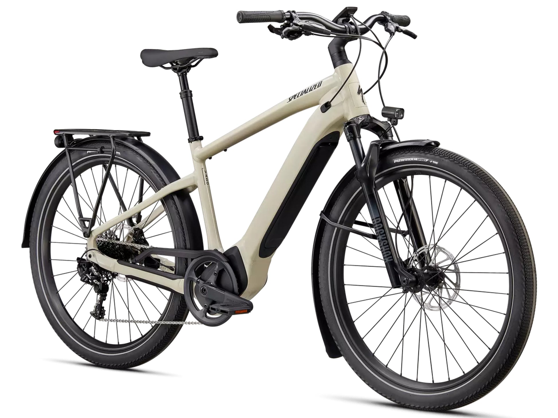 Specialized Turbo Vado 5.0 Commuter eMTB hard tail White mountain / black reflective Forward facing view on Fly Rides