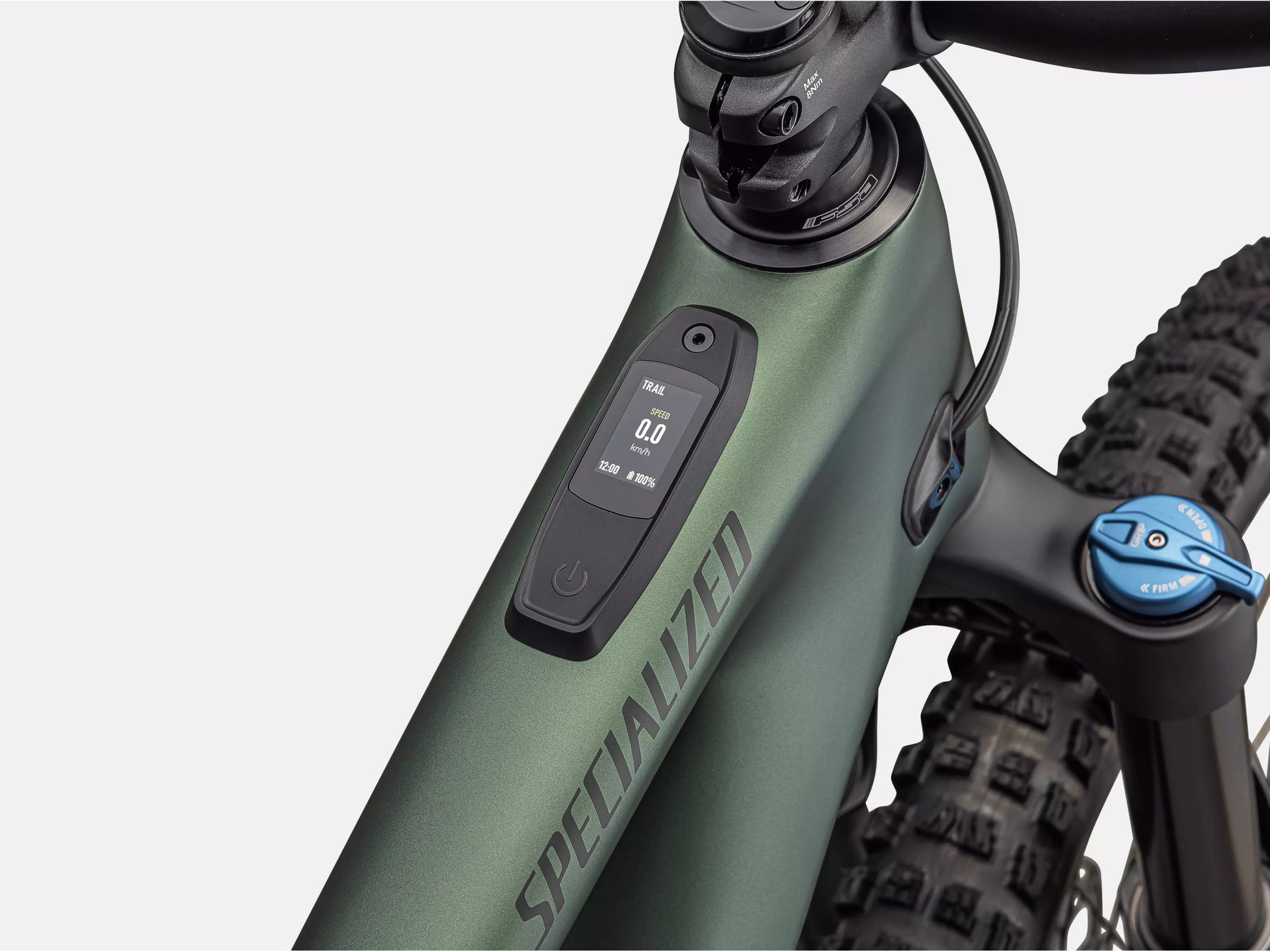 Specialized Turbo Levo SL Comp carbon eMTB Cypress metallic / cypress / dark moss green Display TCU closeup