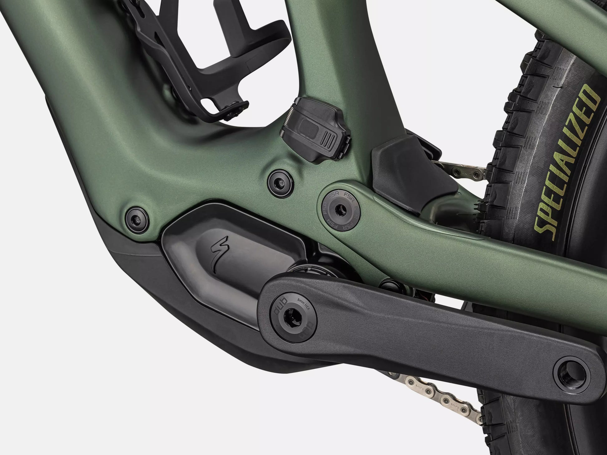 Specialized Turbo Levo SL Comp carbon eMTB Cypress metallic / cypress / dark moss green Motor closeup