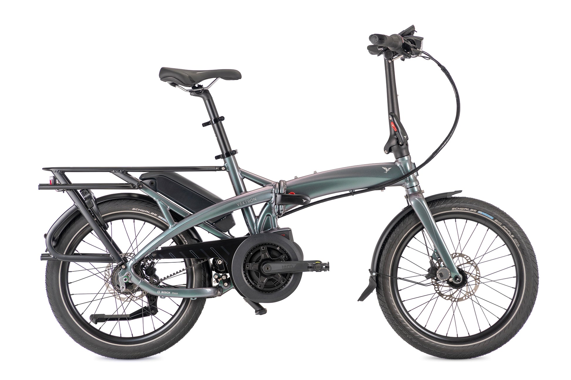 Tern Vektron P5i Gen 4 folding e-bike in Urban Verdant — side profile