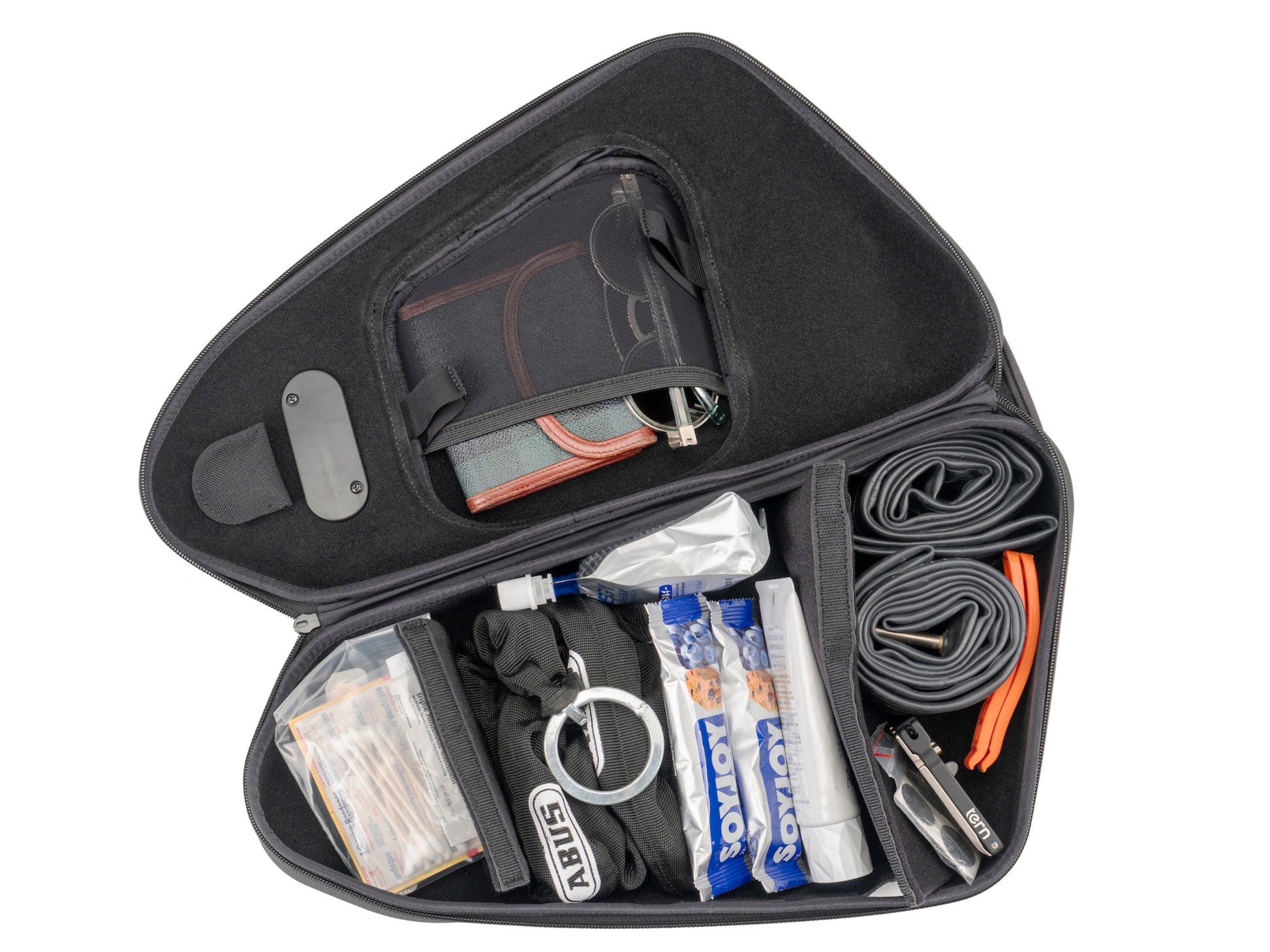 Tern Cache Box L shown stocked with personal belongings