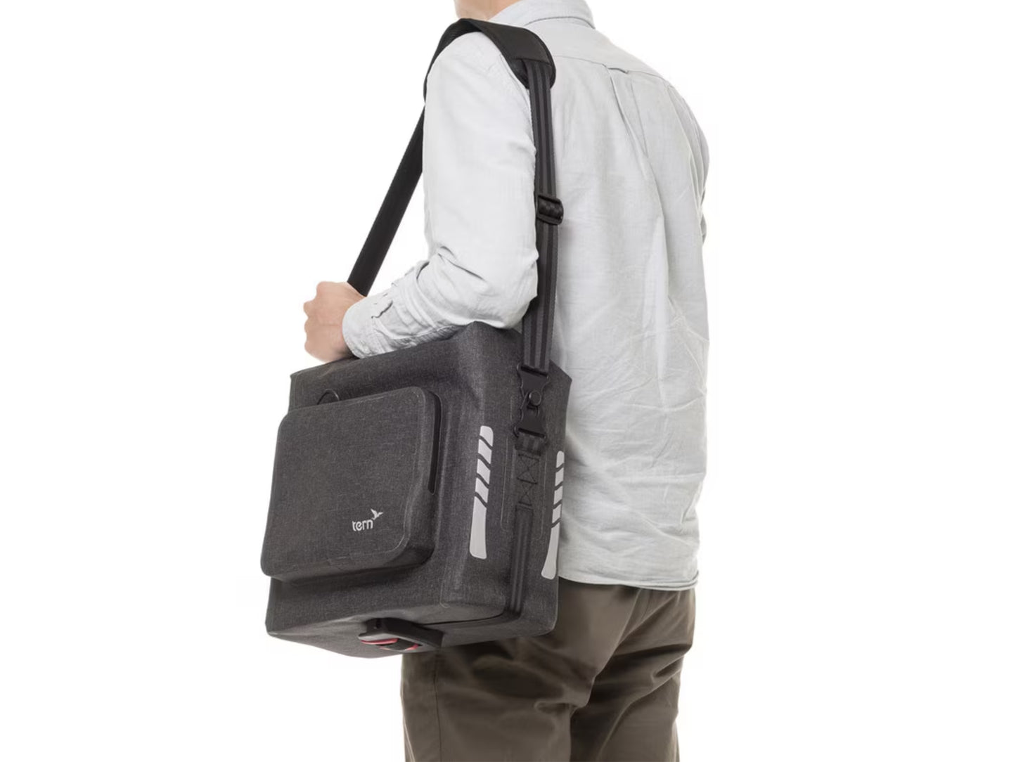 Tern Dry Goods bag carried as shoulder bag