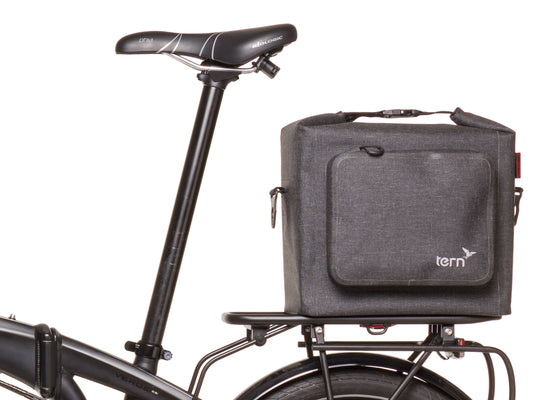 Tern Dry Goods Bag installed on rear rack 