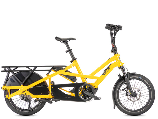 Tern GSD P10 Electric folding Cargo bike School bus yellow Side profile