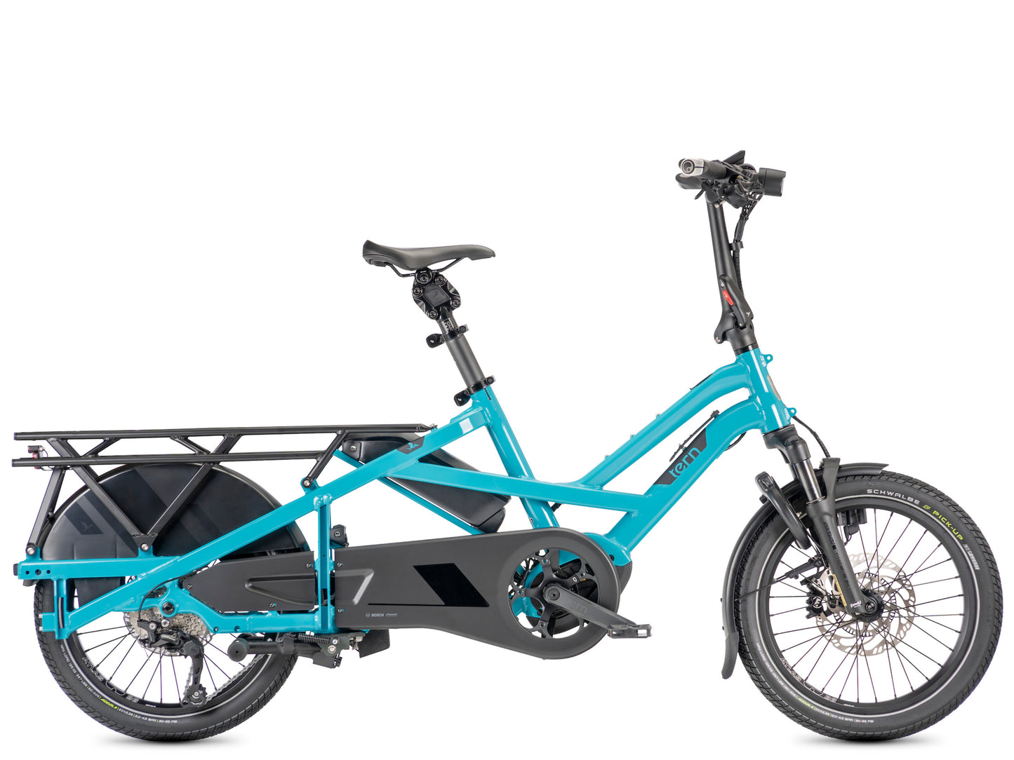 Tern GSD S10 electric cargo bike Beetle blue side profile on Fly Rides Gen 3
