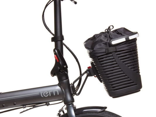 Tern Hold 'em basket shown attached to bike with luggage truss