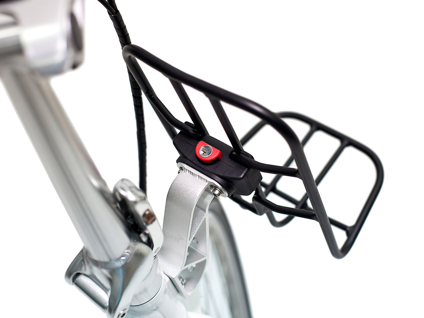 Tern Kanga Rack attached to bike. Empty Rear facing view