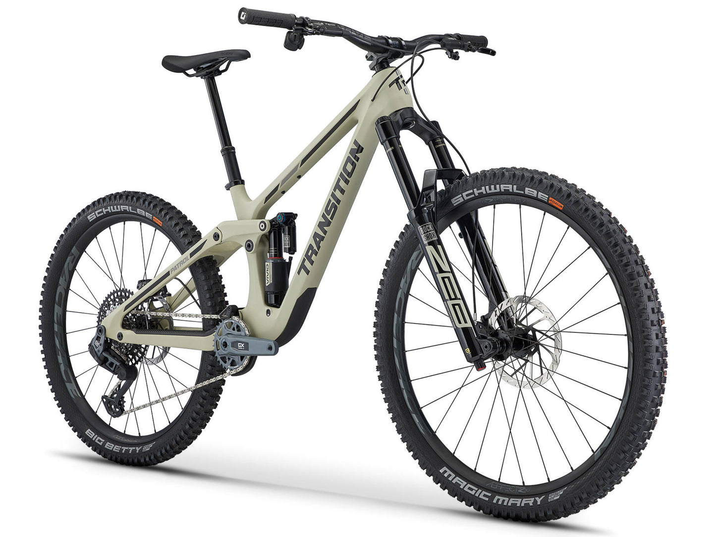 Transition Patrol Carbon GX AXS Full Suspension Mountain bike Beachwood Forward facing view