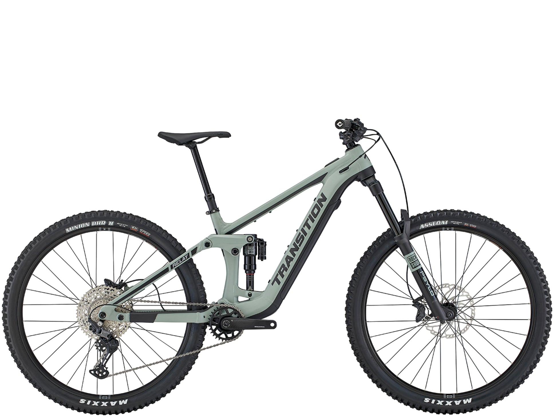 Transition Relay Alloy Deore Full Suspension eMTB Sea Salt Side profile