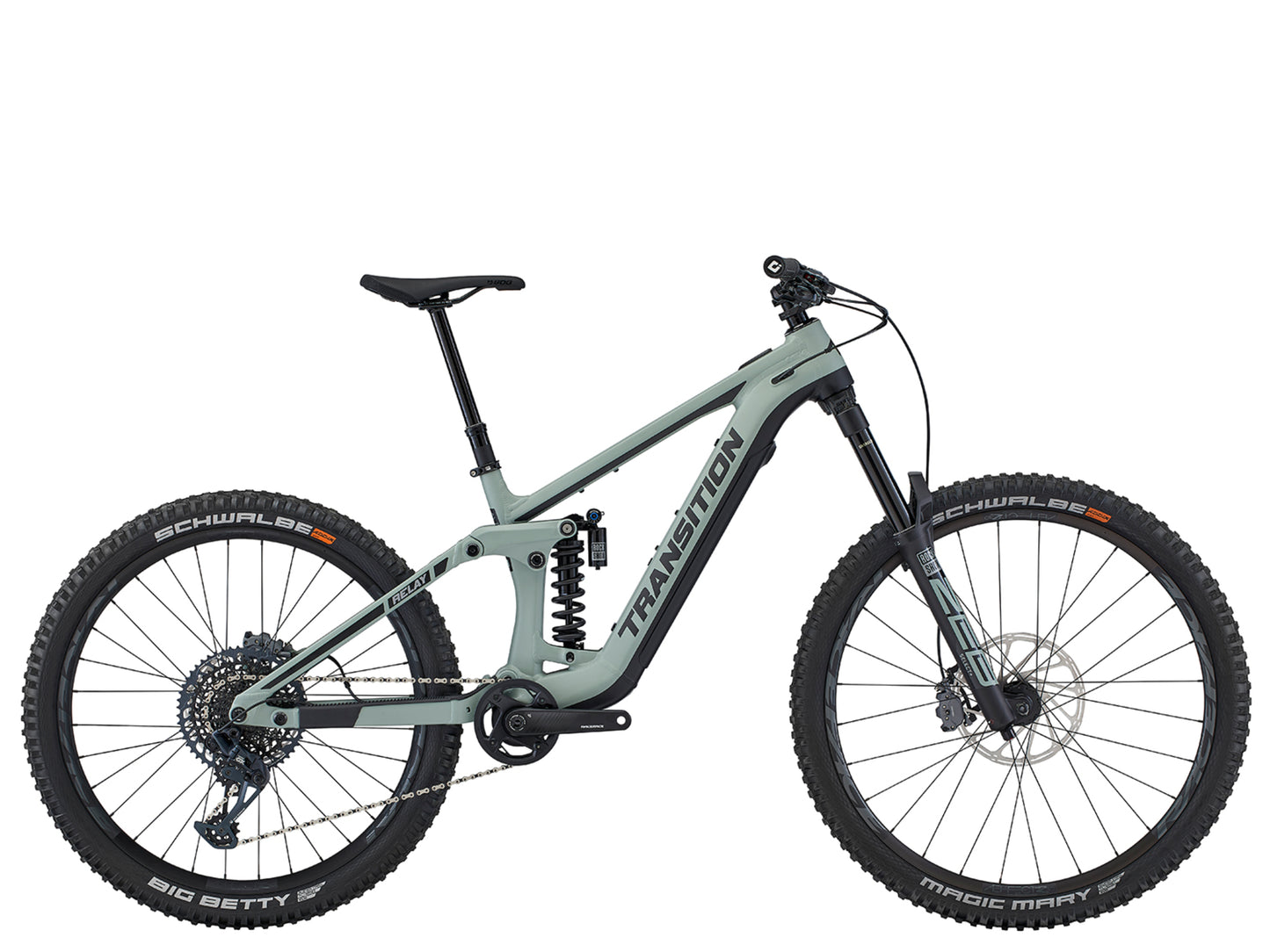 Transition Relay Alloy GX PNW Full Suspension eMTB Sea salt Side profile