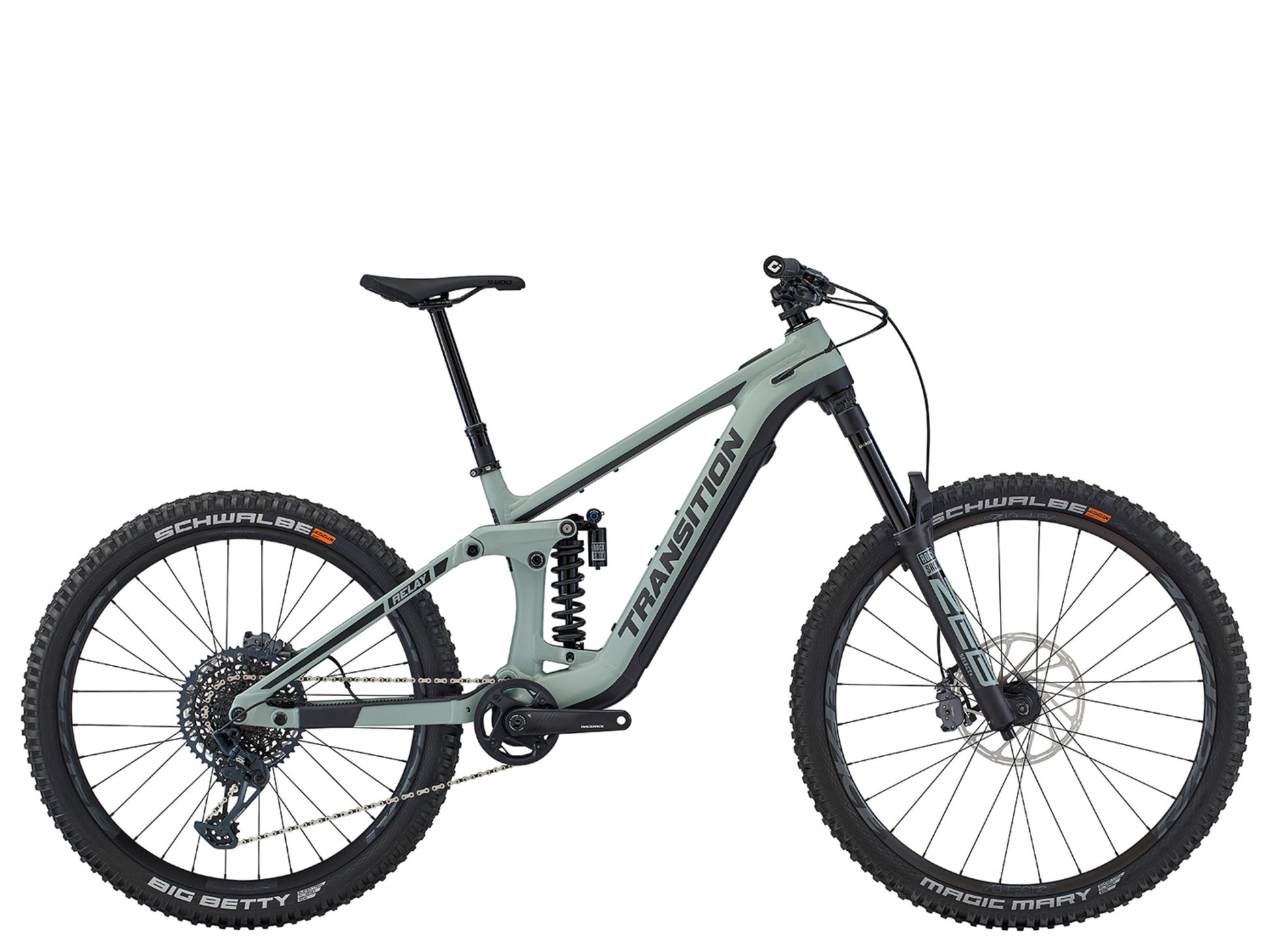 Transition Relay Alloy GX PNW Full Suspension eMTB Sea salt Side profile