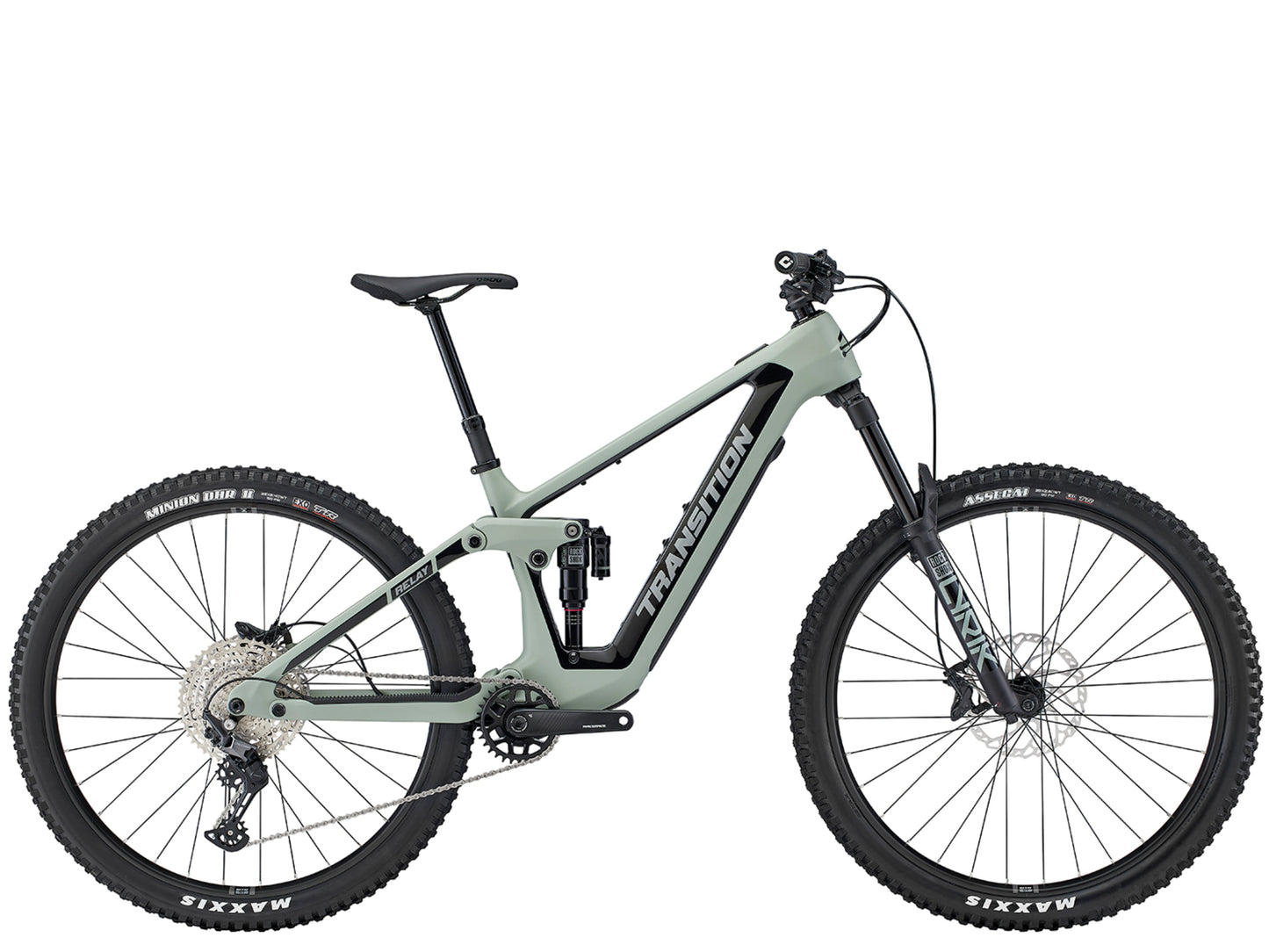 Transition Relay Carbon Deore Full Suspension eMTB Sea Salt Side profile