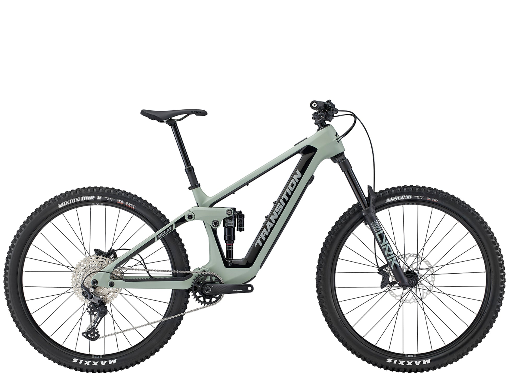 Transition Relay Carbon Deore Full Suspension eMTB Sea Salt Side profile