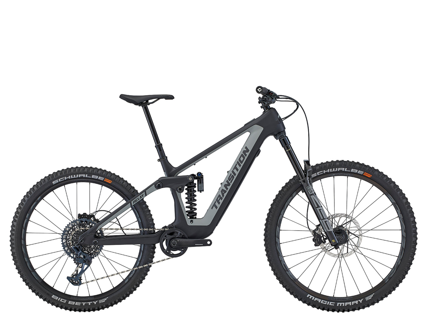 Transition Relay Carbon GX PNW Full Suspension eMTB Nightshadow Carbon Side profile