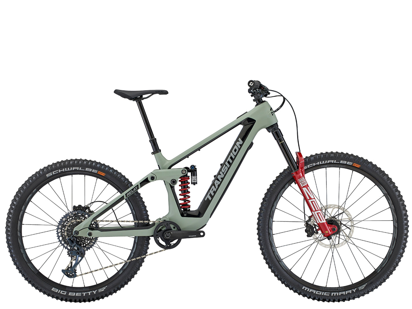 Transition Relay Carbon GX PNW Full Suspension eMTB Sea Salt Side profile