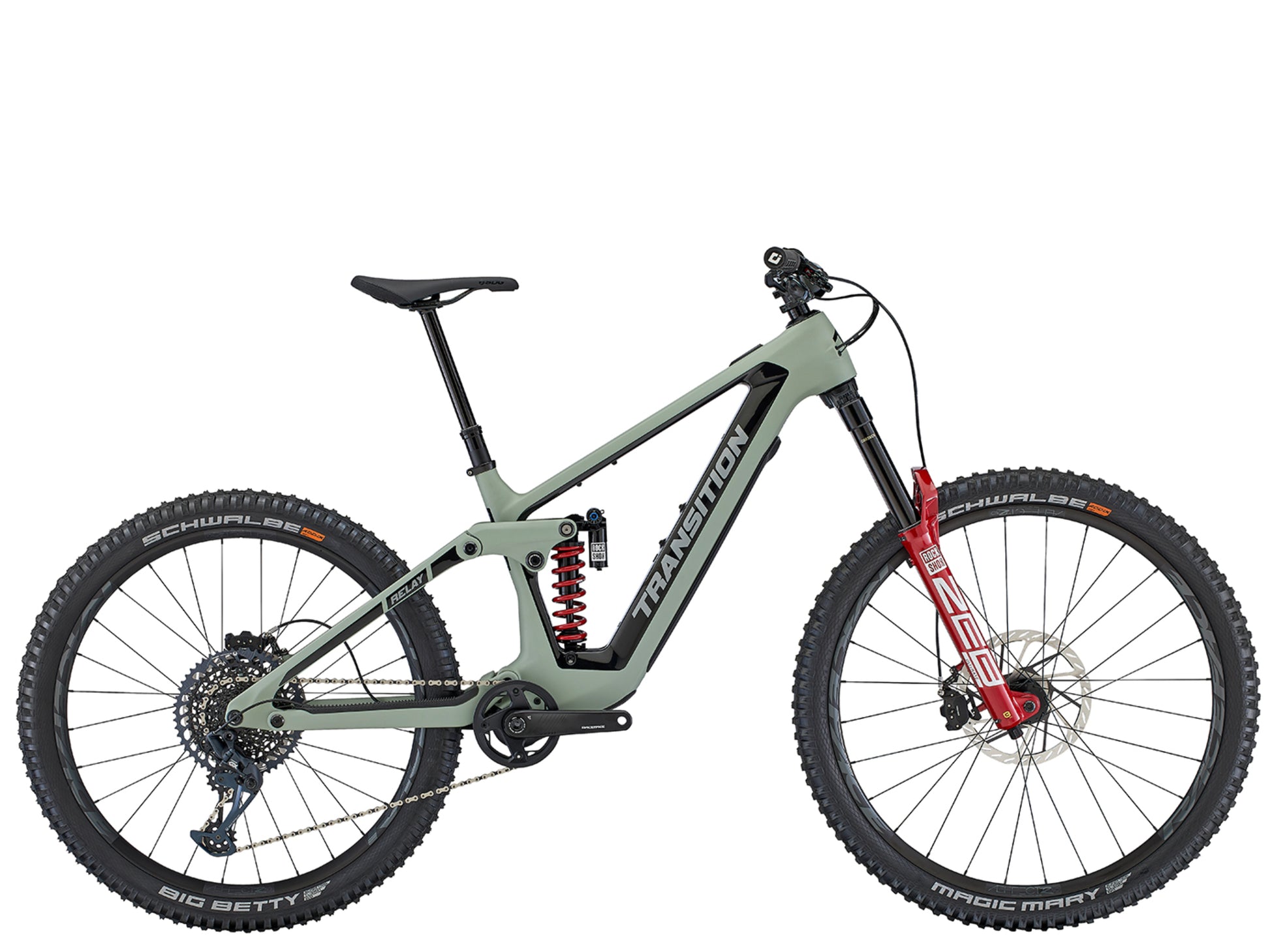 Transition Relay Carbon GX PNW Full Suspension eMTB Sea Salt Side profile