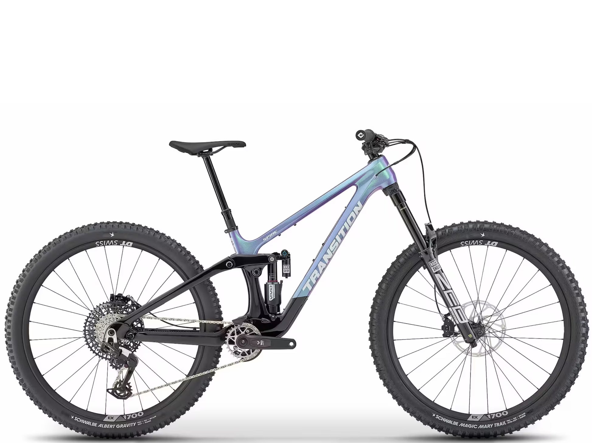 Transition Spire Alloy Eagle 70 Full Suspension Mountain Bike Ultra violet Side profile