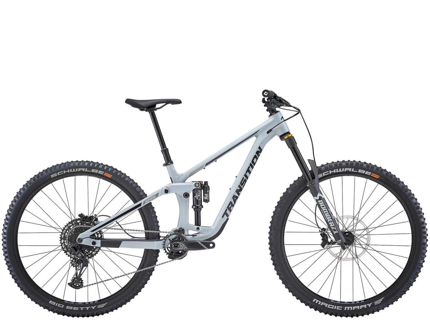 Transition Spire Alloy NX Full Suspension Mountain bike Hint of blue Side profile