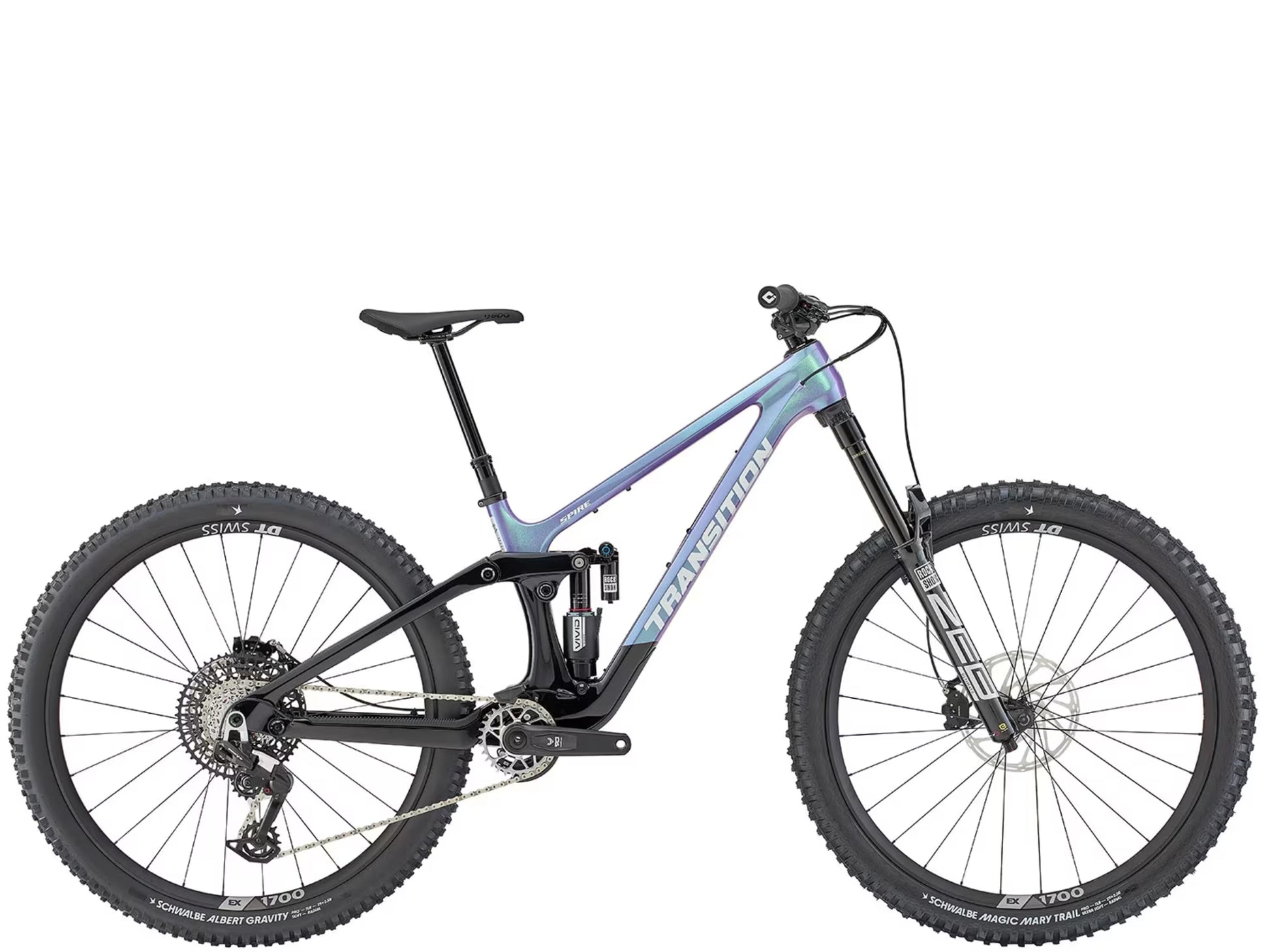 Transition Spire Carbon  Eagle 90 Full Suspension Mountain Bike Ultra violet Side profile