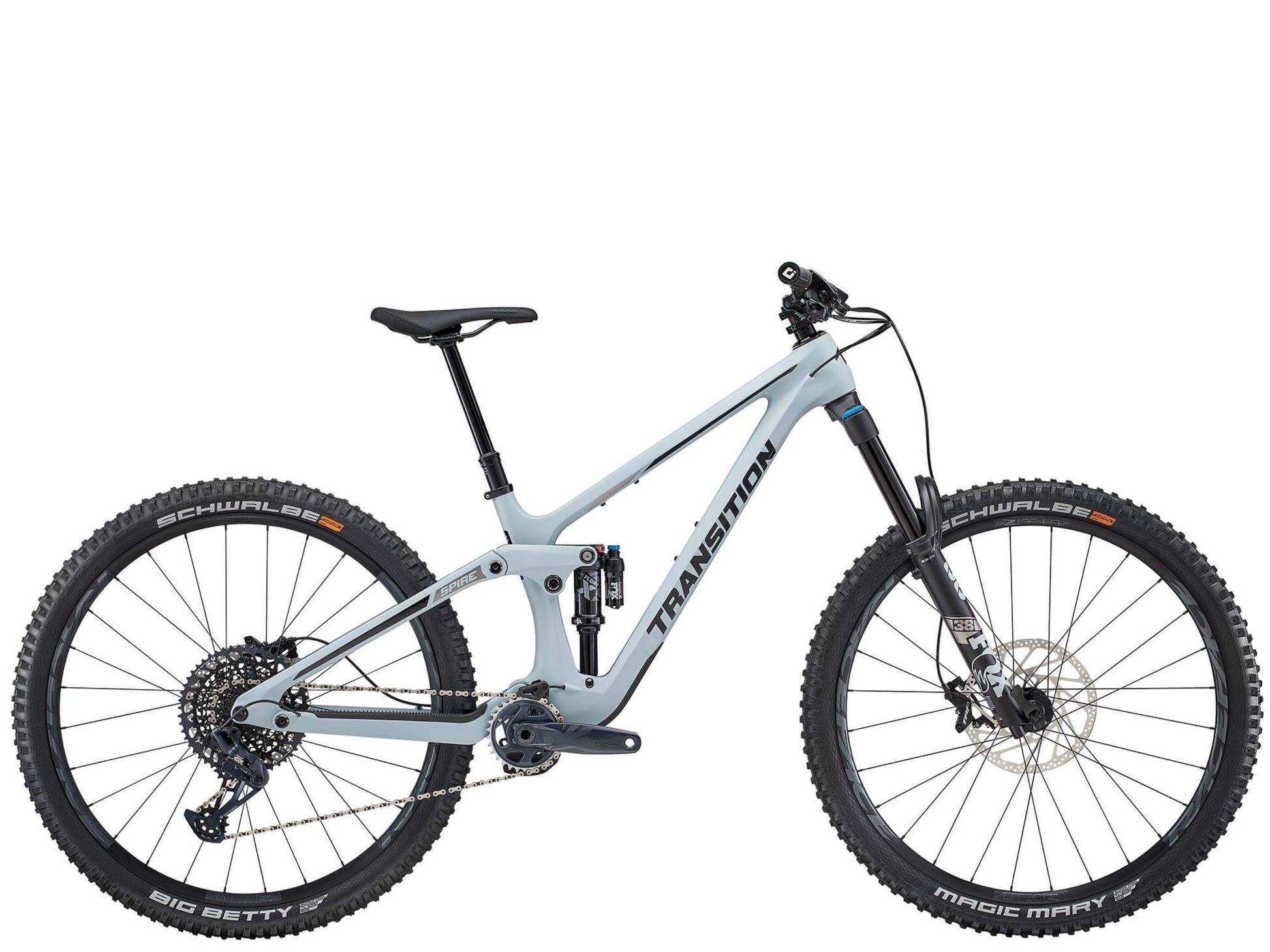 Transition Spire Carbon GX Full Suspension Mountain bike Hint of blue Side profile