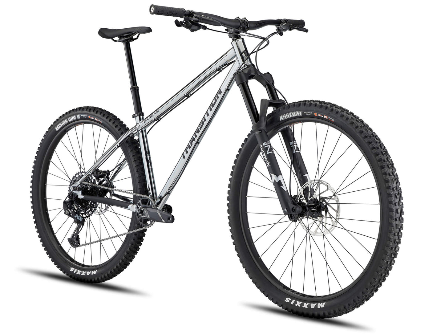 Transition TransAm NX Steel Hardtail mountainbike Chrome Forward facing view